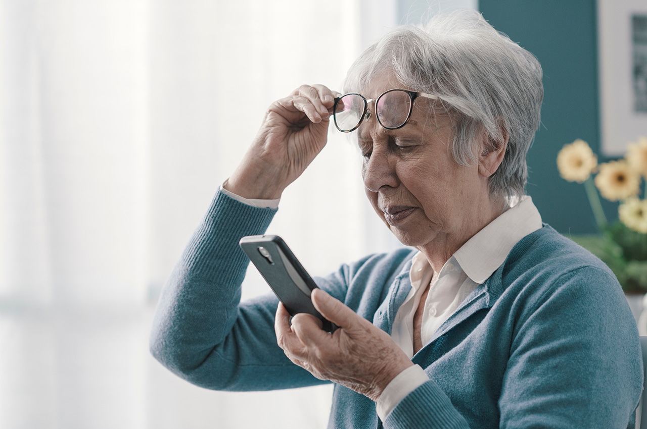 Senior woman having vision problems